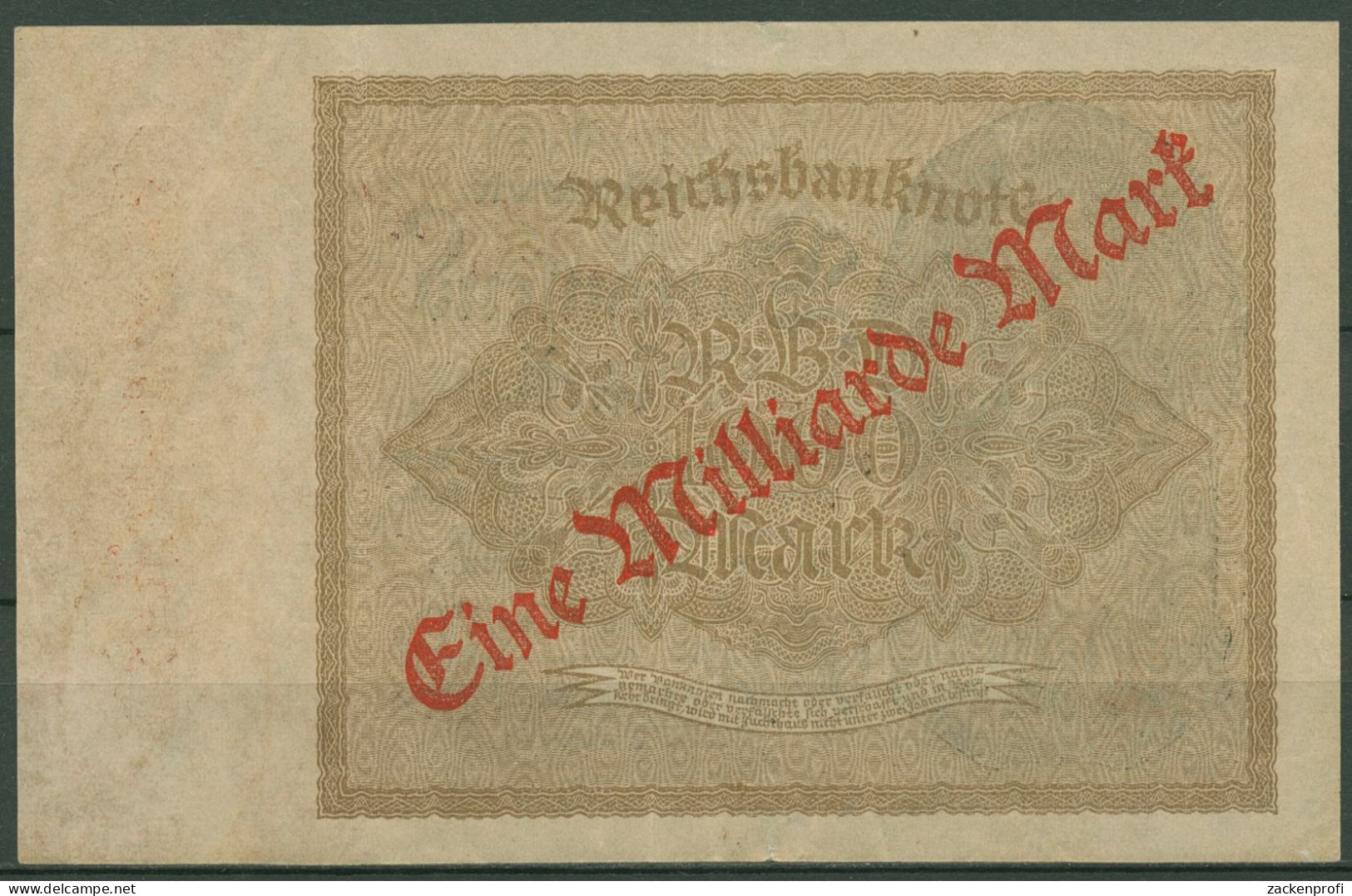 Dt. Reich 1 Milliarde Mark 1923, DEU-126b FZ P, Leicht Gebraucht (K1149) - 1 Mrd. Mark
