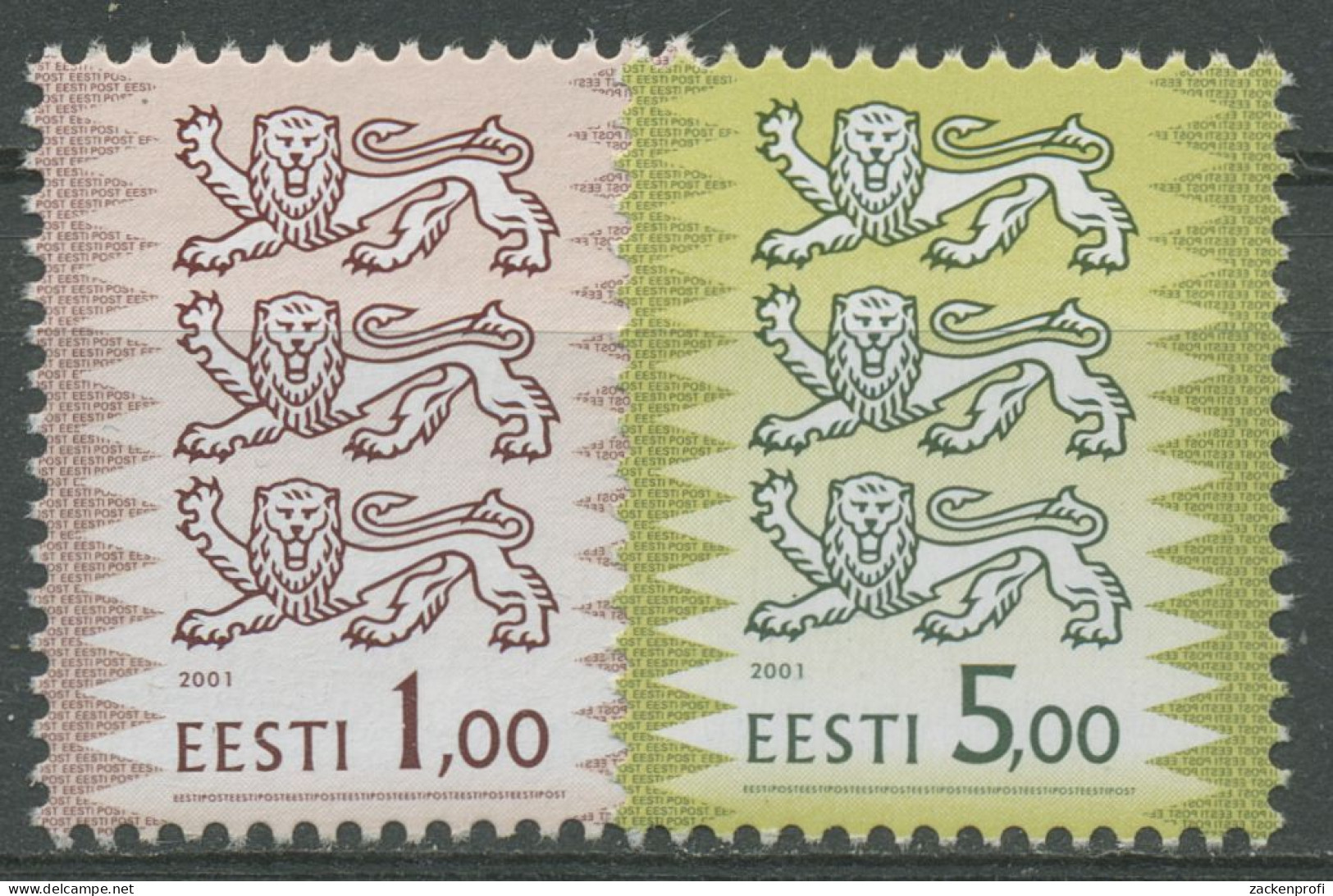 Estland 2001 Freimarken Wappenlöwen 412/13 Postfrisch - Estonie