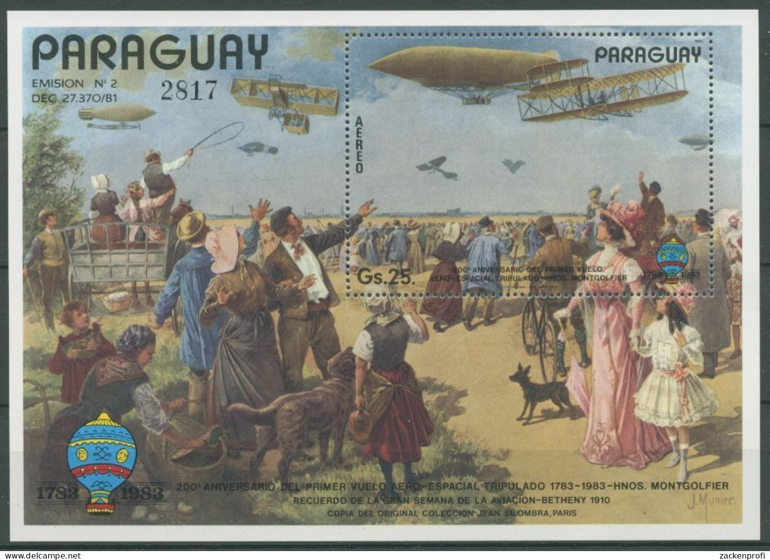 Paraguay 1984 200 J. Luftfahrt Flugwoche Betheny Block 394 Postfrisch (C27936) - Paraguay