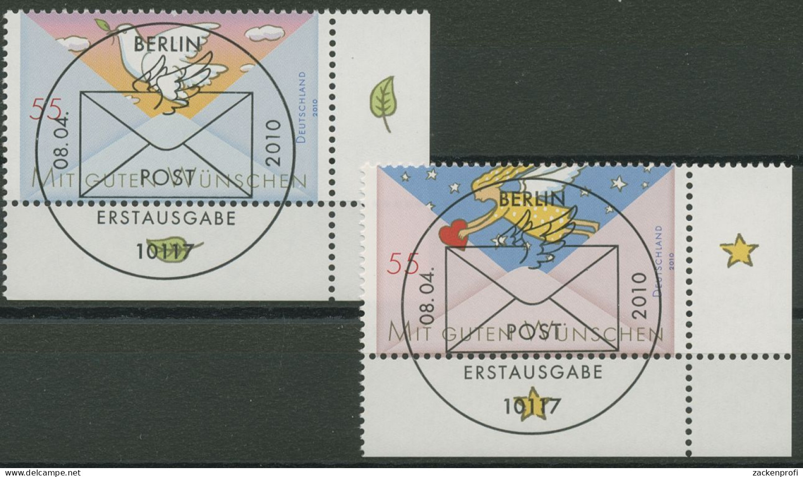 Bund 2010 Post: Grußmarken 2790/91 Ecke 4 Mit TOP-ESST Berlin (E3913) - Used Stamps