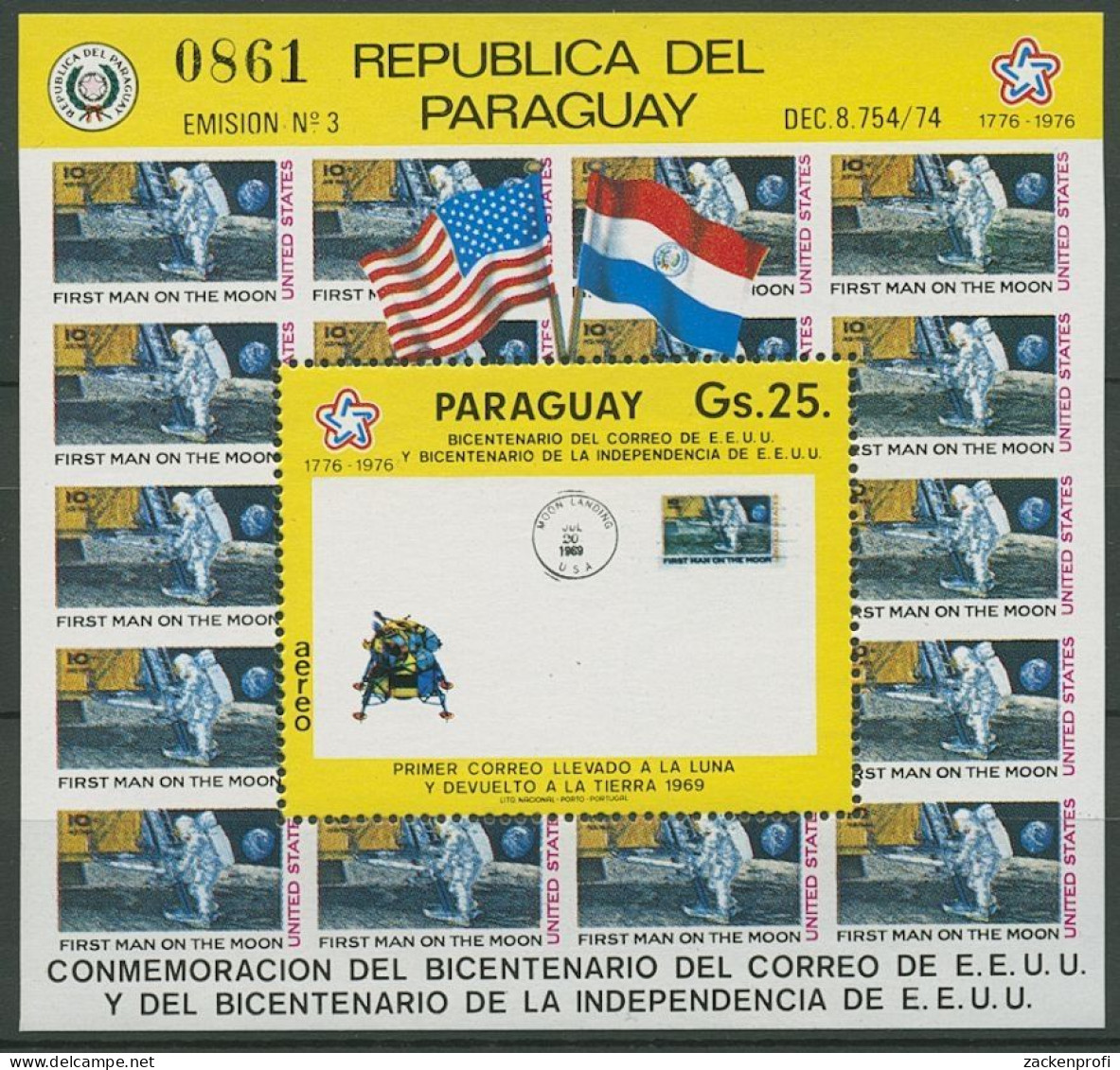 Paraguay 1976 200 J. Amerikanische Post Mondbrief Block 279 Postfrisch (C18789) - Paraguay