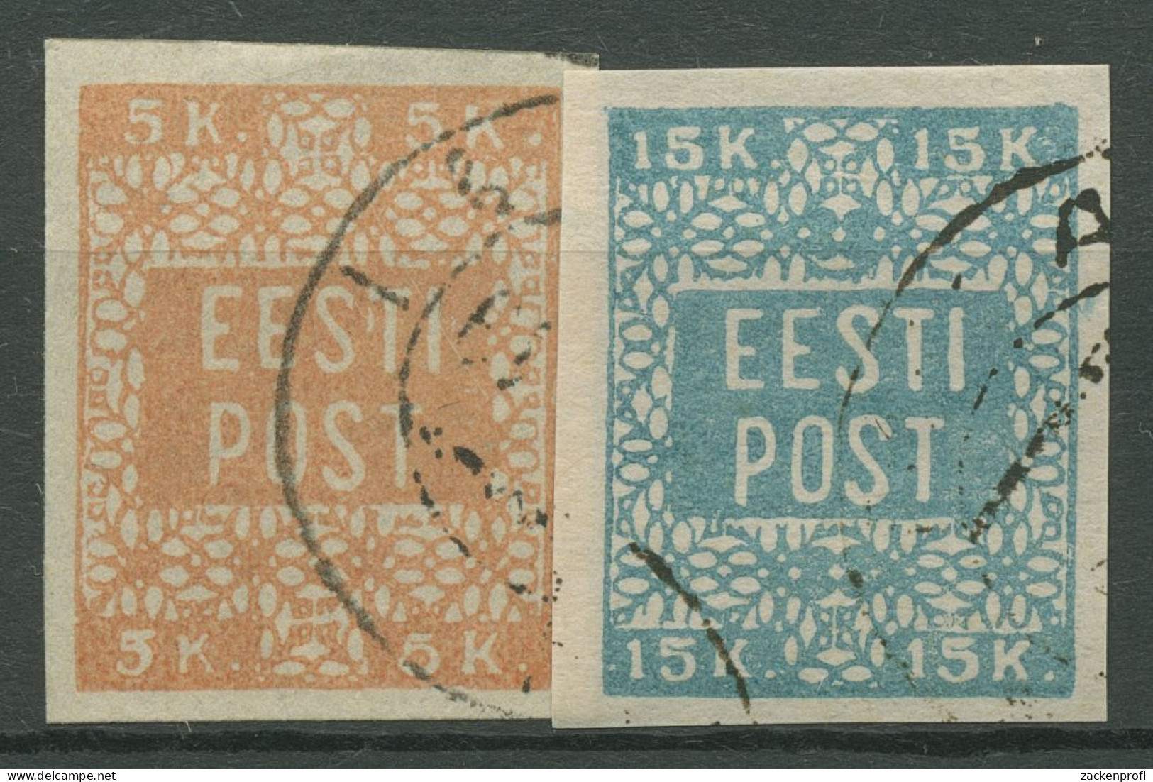 Estland 1918 Wertzahl Blumenmuster 1/2 B Gestempelt - Estonia