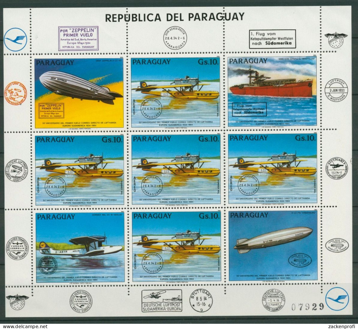 Paraguay 1984 Lufthansa Postflug Nach Südamerika 3787 K Postfrisch (SG22702) - Paraguay