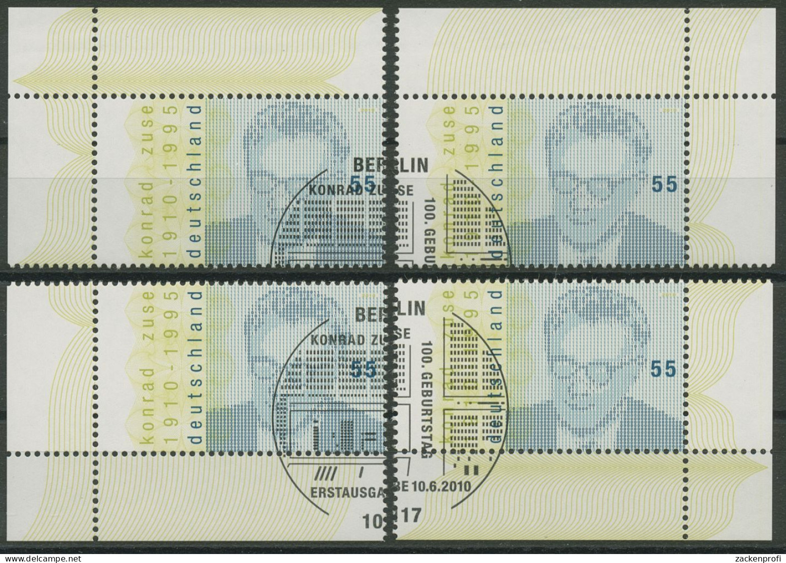 Bund 2010 Computer Konrad Zuse 2802 Alle 4 Ecken Gestempelt (E3918) - Used Stamps