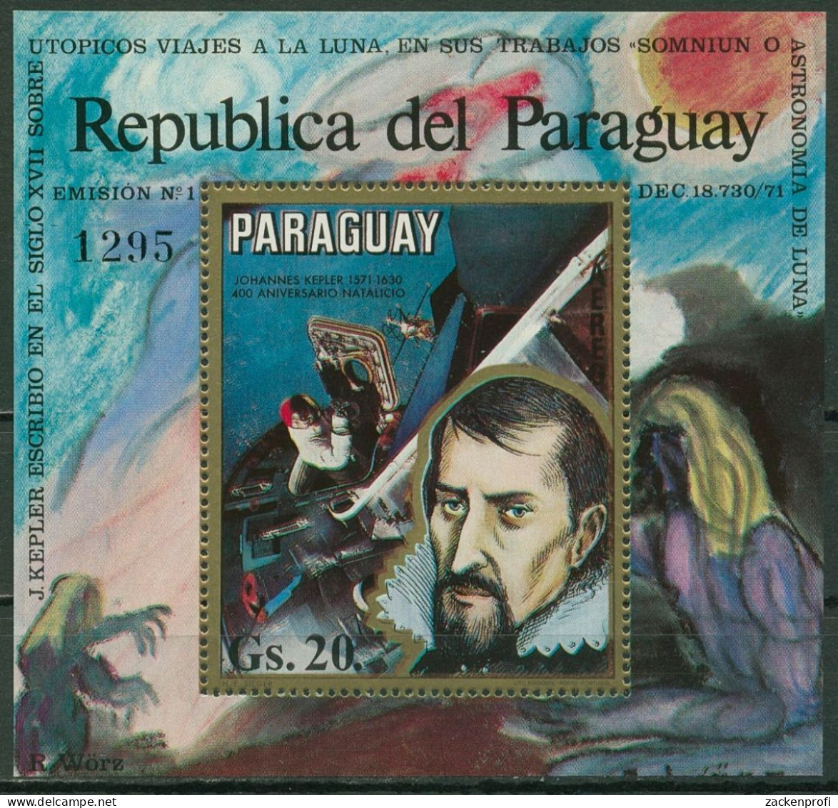 Paraguay 1971 400. Geburtstag Von Johannes Kepler Block 175 Postfrisch (C18763) - Paraguay
