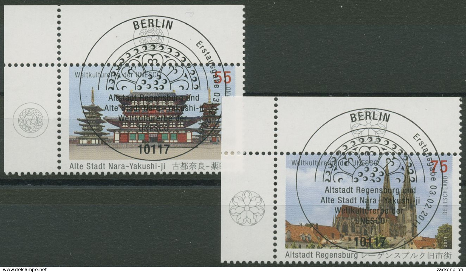 Bund 2011 UNESCO Stadt Nara U. Regensburg 2844/45 Ecke 1 TOP-ESST Berlin (E3936) - Used Stamps