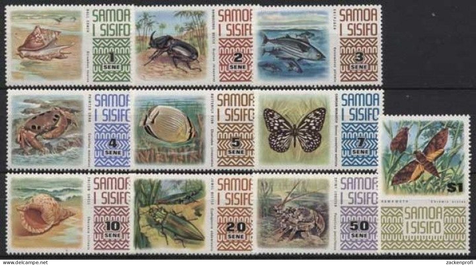 Samoa 1972 Tiere Falter Krabbe Fisch Schmetterling 262/71 Postfrisch - Samoa