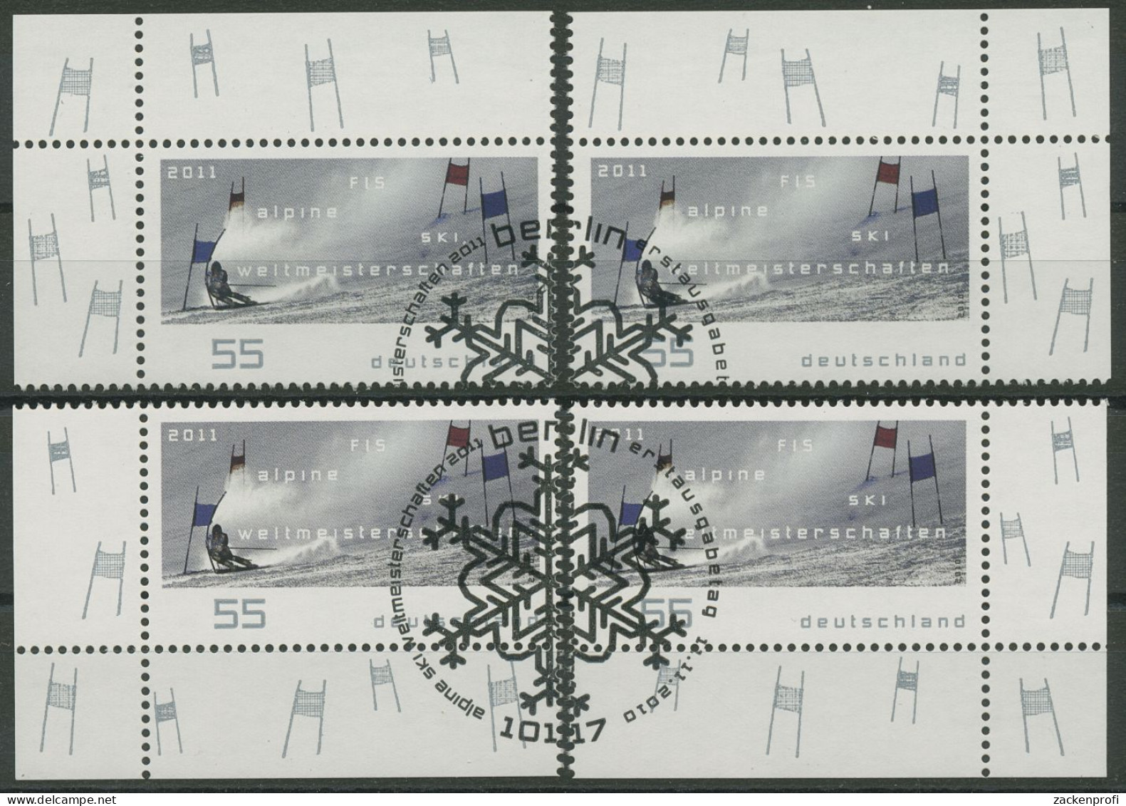 Bund 2010 Ski-WM 2011 Garmisch-Partenkirchen 2834 Alle 4 Ecken Gestempelt E3932) - Used Stamps