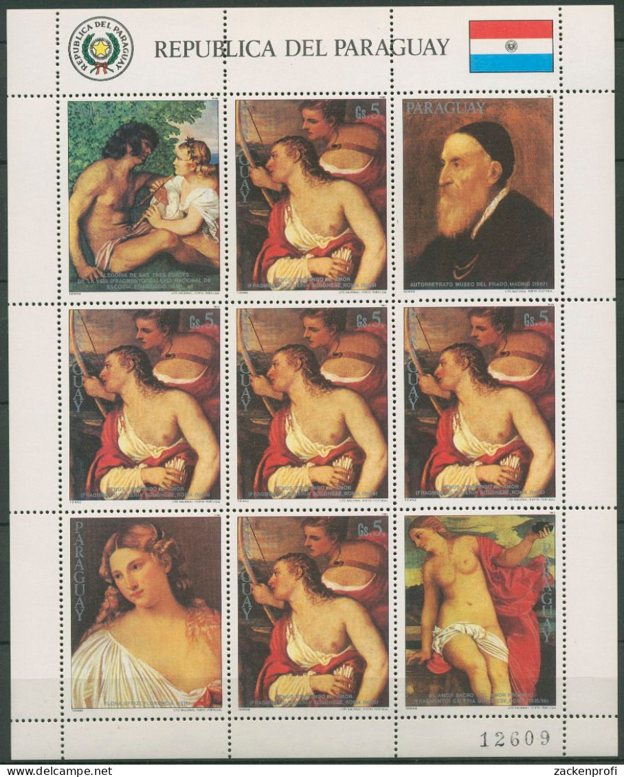 Paraguay 1986 Tizian Aktgemälde Venus Kleinbogen 3939 K Postfrisch (C80490) - Paraguay