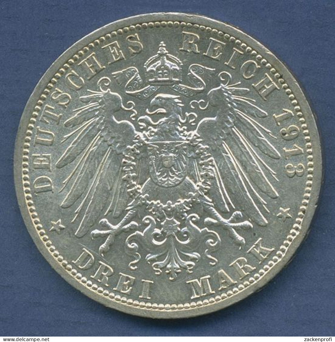 Preußen 3 Mark 1913 A, 25 Jähriges Regierungsjubiläum, J 112 Vz/st (m6426) - 2, 3 & 5 Mark Silver