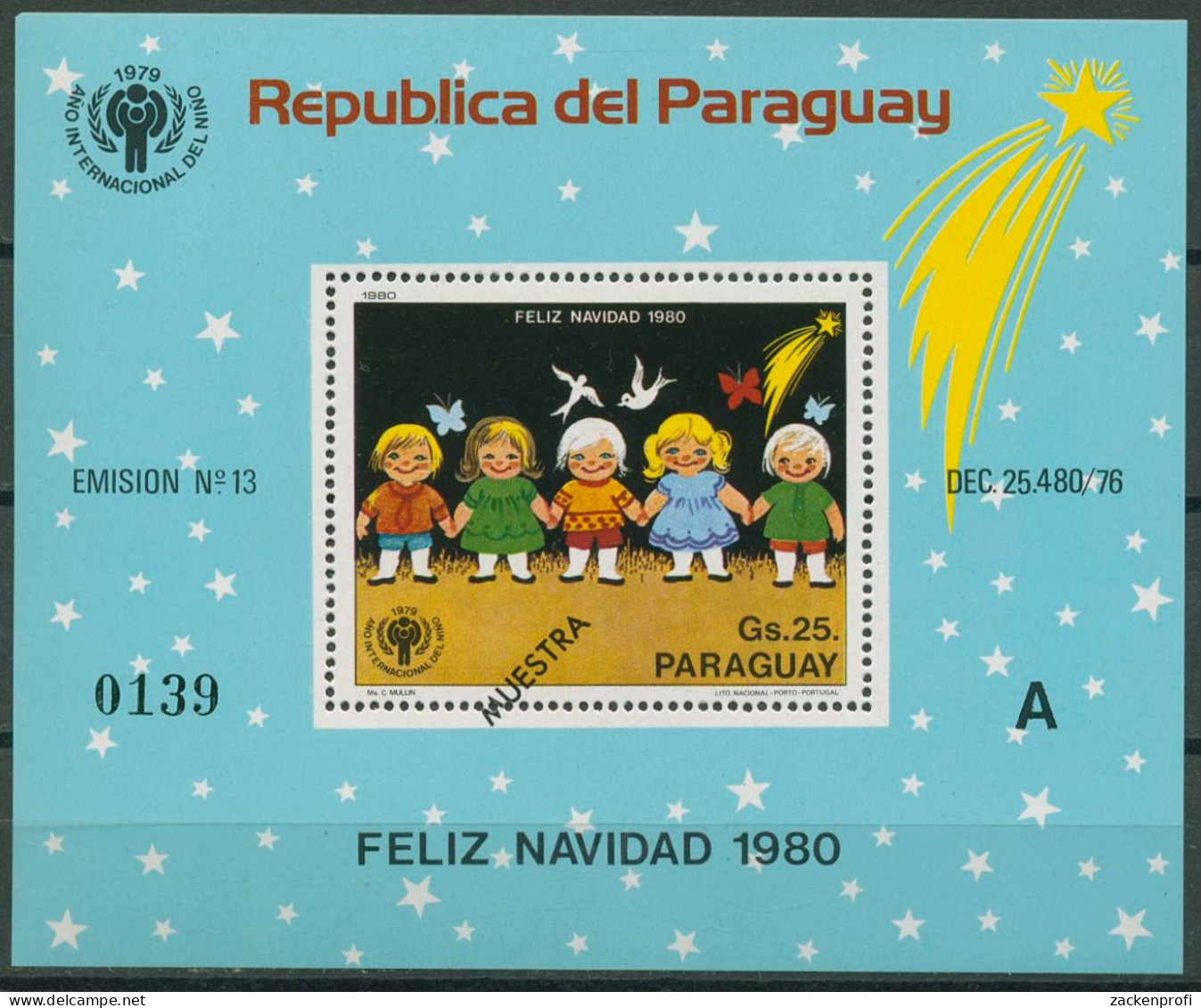 Paraguay 1980 Jahr Des Kindes Block 355 Aufdruck "MUESTRA" Postfrisch (C80457) - Paraguay