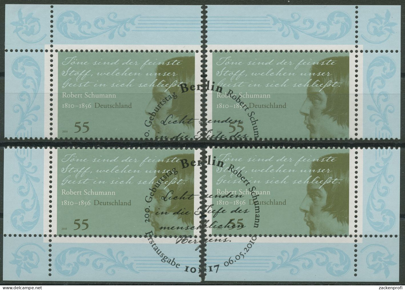 Bund 2010 Komponist Robert Schumann 2797 Alle 4 Ecken Gestempelt (E3914) - Used Stamps