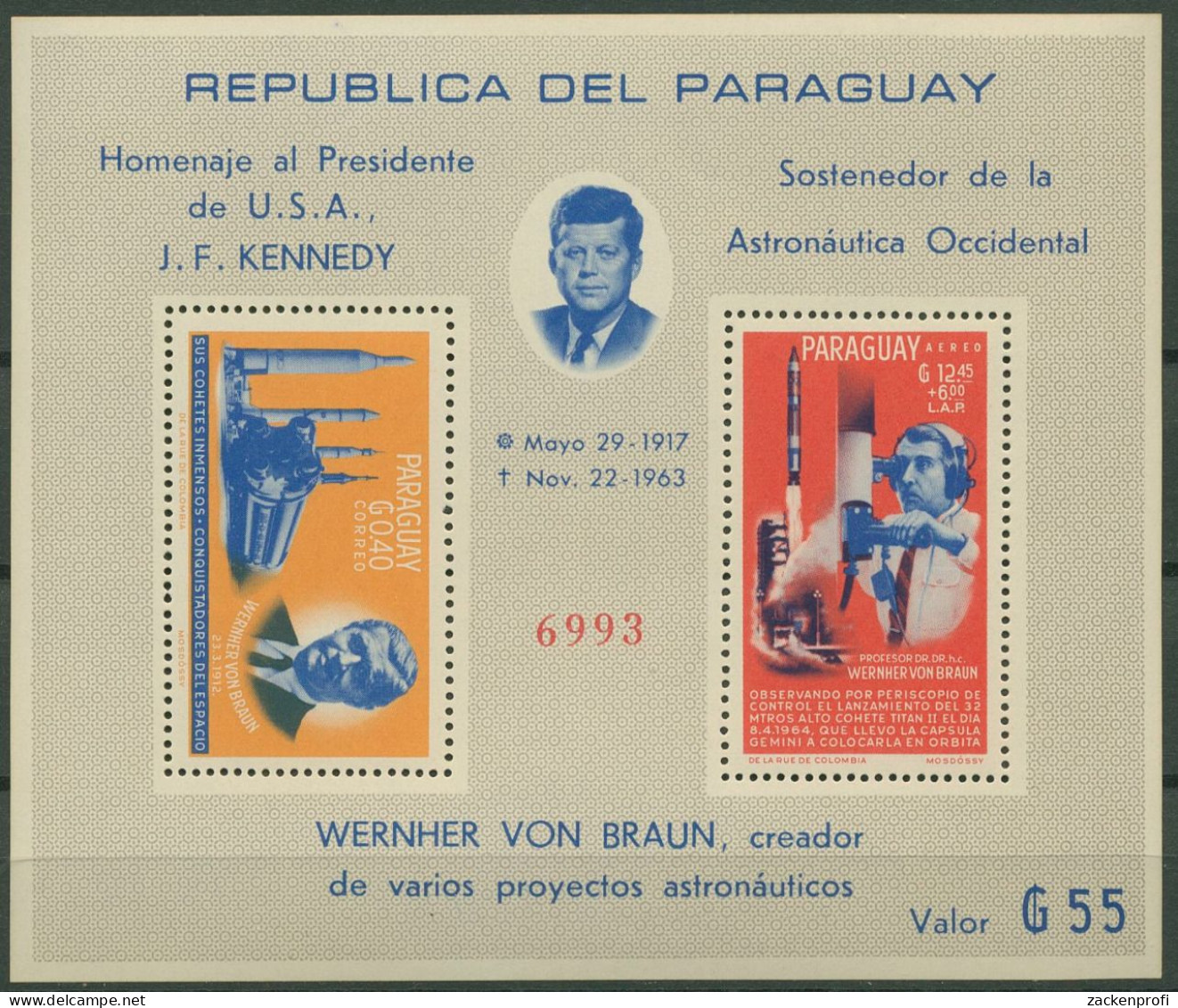 Paraguay 1964 Raumfahrt Block 60 Postfrisch (C80498) - Paraguay