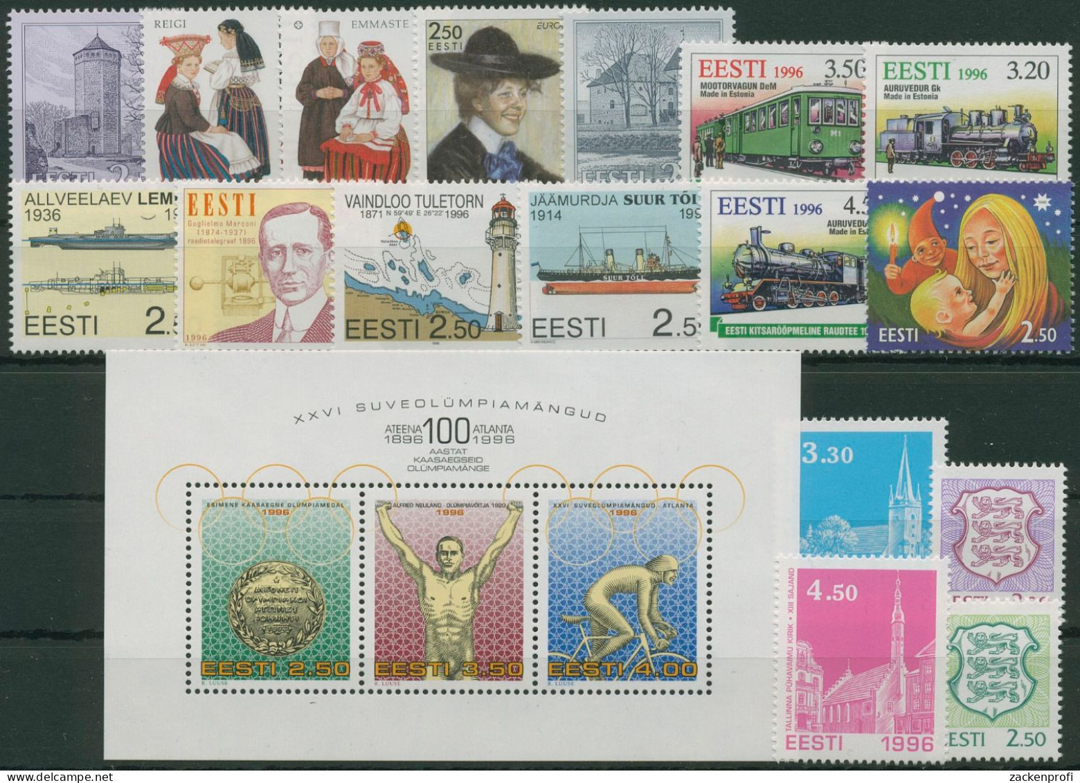 Estland 1996 Jahrgang Komplett 272/91, Block 9 Postfrisch (G60041) - Estonia