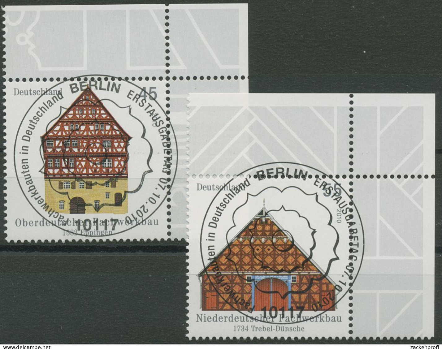 Bund 2010 Fachwerkbauten 2823/24 Ecke 2 Mit TOP-ESST Berlin (E3926) - Used Stamps