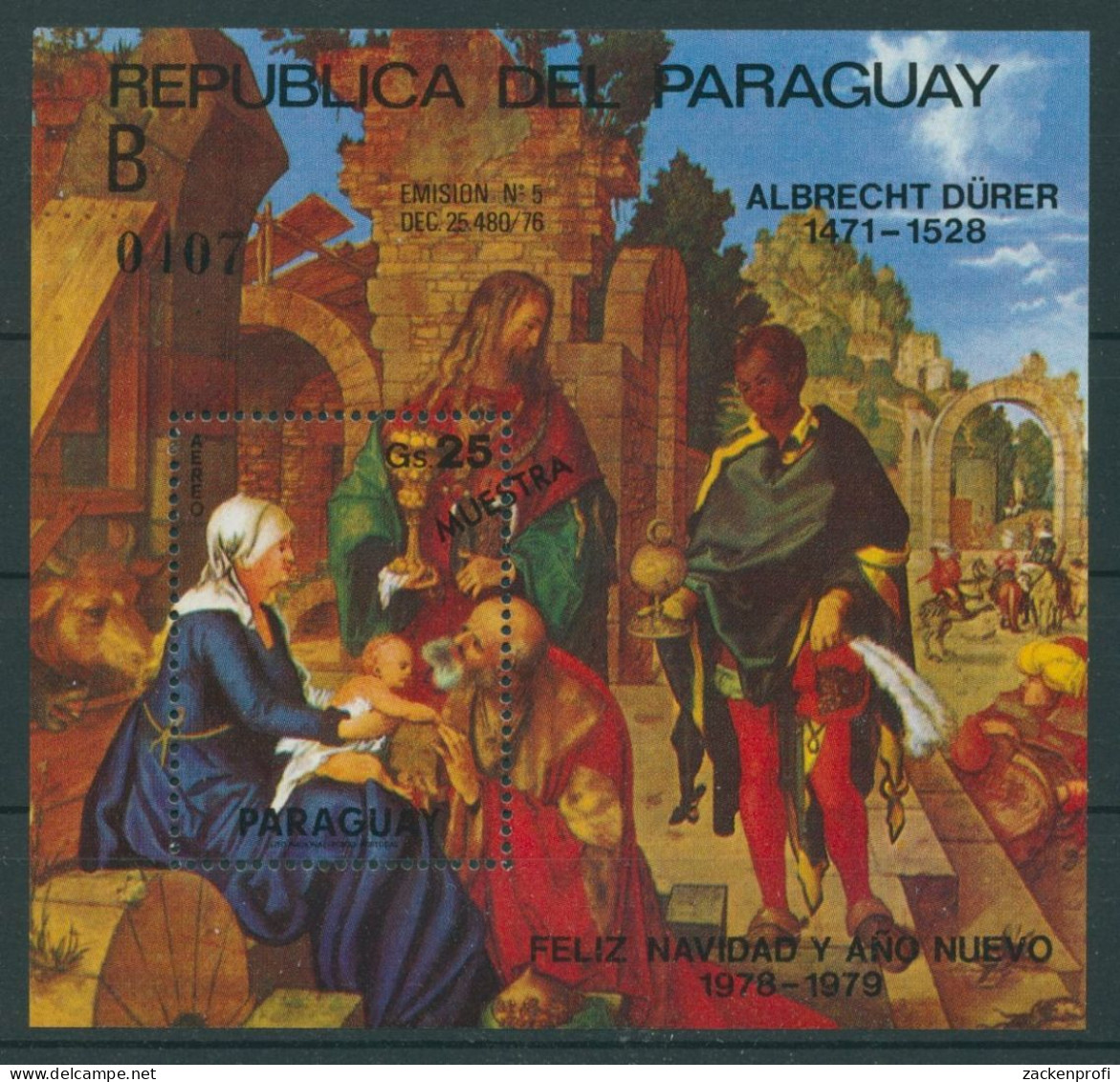 Paraguay 1978 Weihnachten, Dürer Block 330 Postfrisch (C22653) - Paraguay