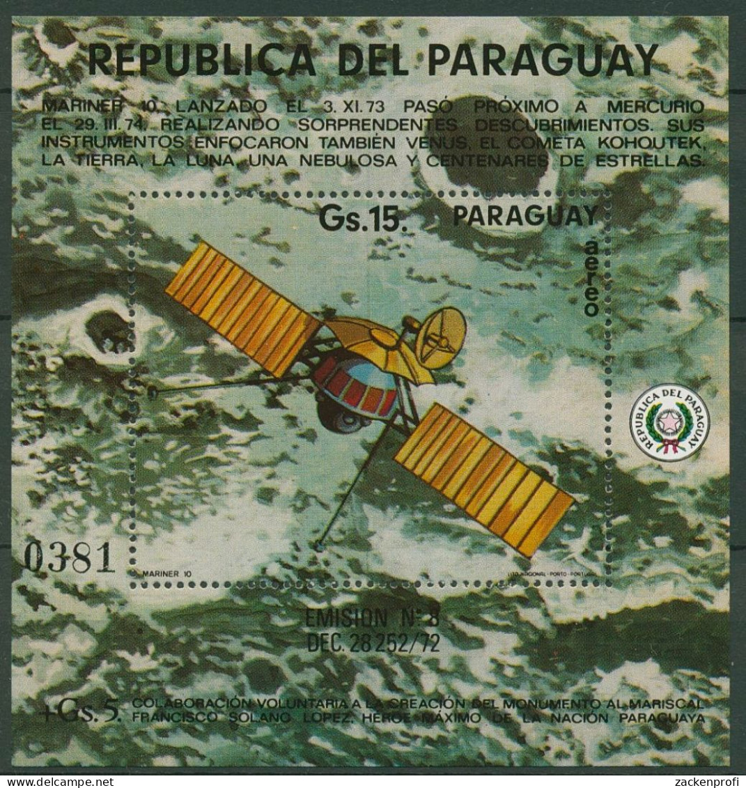Paraguay 1974 Erforschung Des Planeten Merkur Block 230 Postfrisch (C18780) - Paraguay