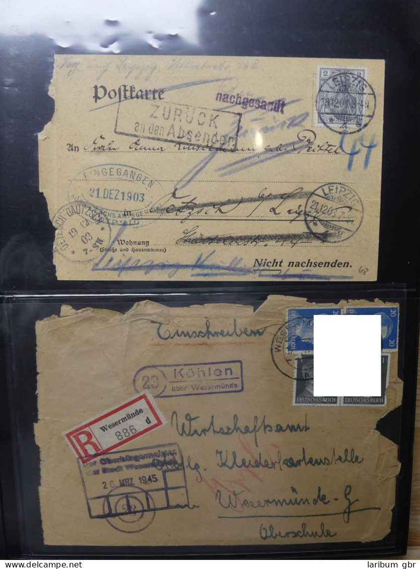 Deutsches Reich ca. 80 Belege, z.B. Posteinlieferung im Briefe Album #LY853