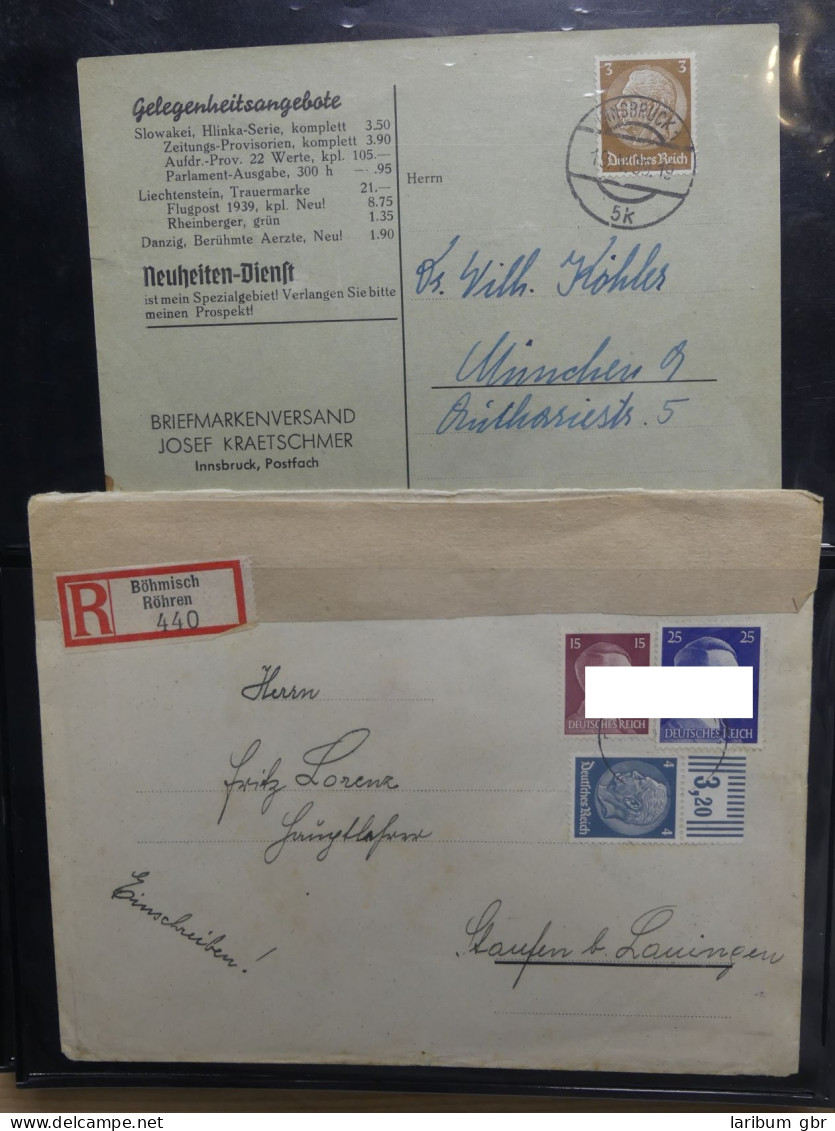 Deutsches Reich ca. 80 Belege, z.B. Posteinlieferung im Briefe Album #LY853