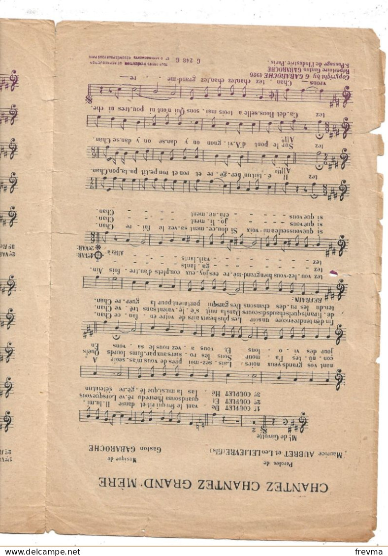 Partition Complete Chantez Chantez Grand'merer 1926 Valse Chantée - Componisten Van Musicalkomedies