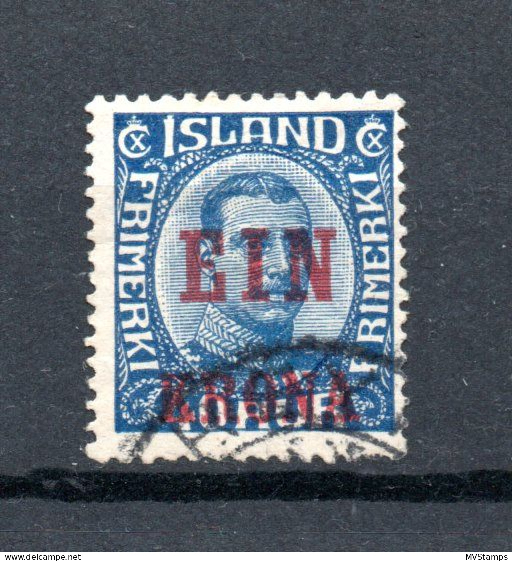 Iceland 1926 Old Overprinted Airmail Stamp (Michel 121) Nice Used - Poste Aérienne