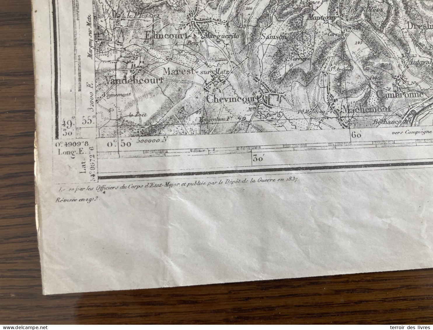 Carte état Major LAON 22 1837 1913 60x86cm FRIÈRES-FAILLOUËL MENNESSIS VOUEL LIEZ JUSSY VILLEQUIER-AUMONT QUESSY TERGNIE - Carte Geographique