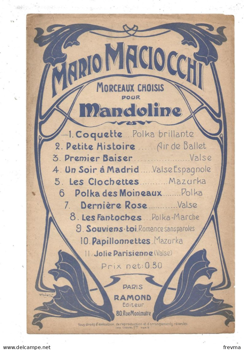 Partition Complete Morceaux Chiusis Pour Mandoline Coquette - Musicals