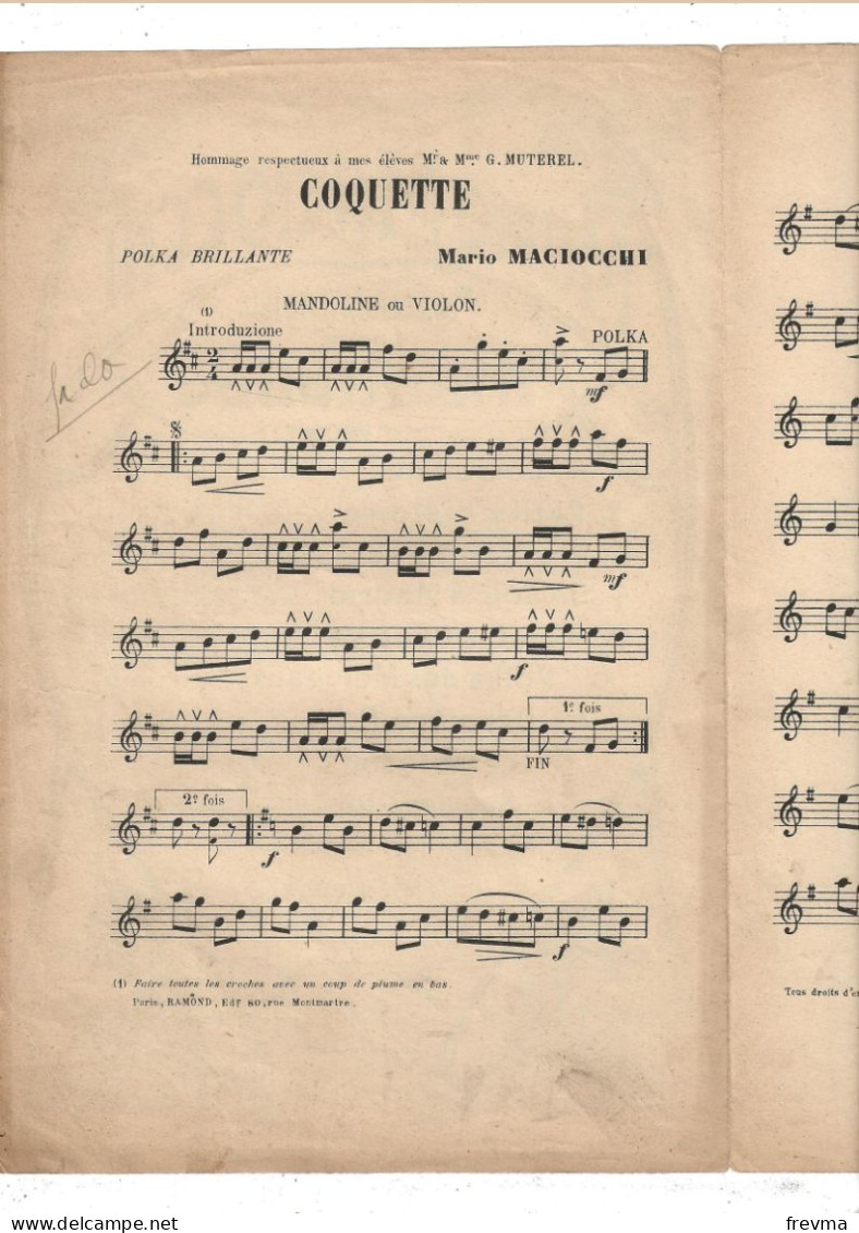 Partition Complete Morceaux Chiusis Pour Mandoline Coquette - Compositeurs De Comédies Musicales