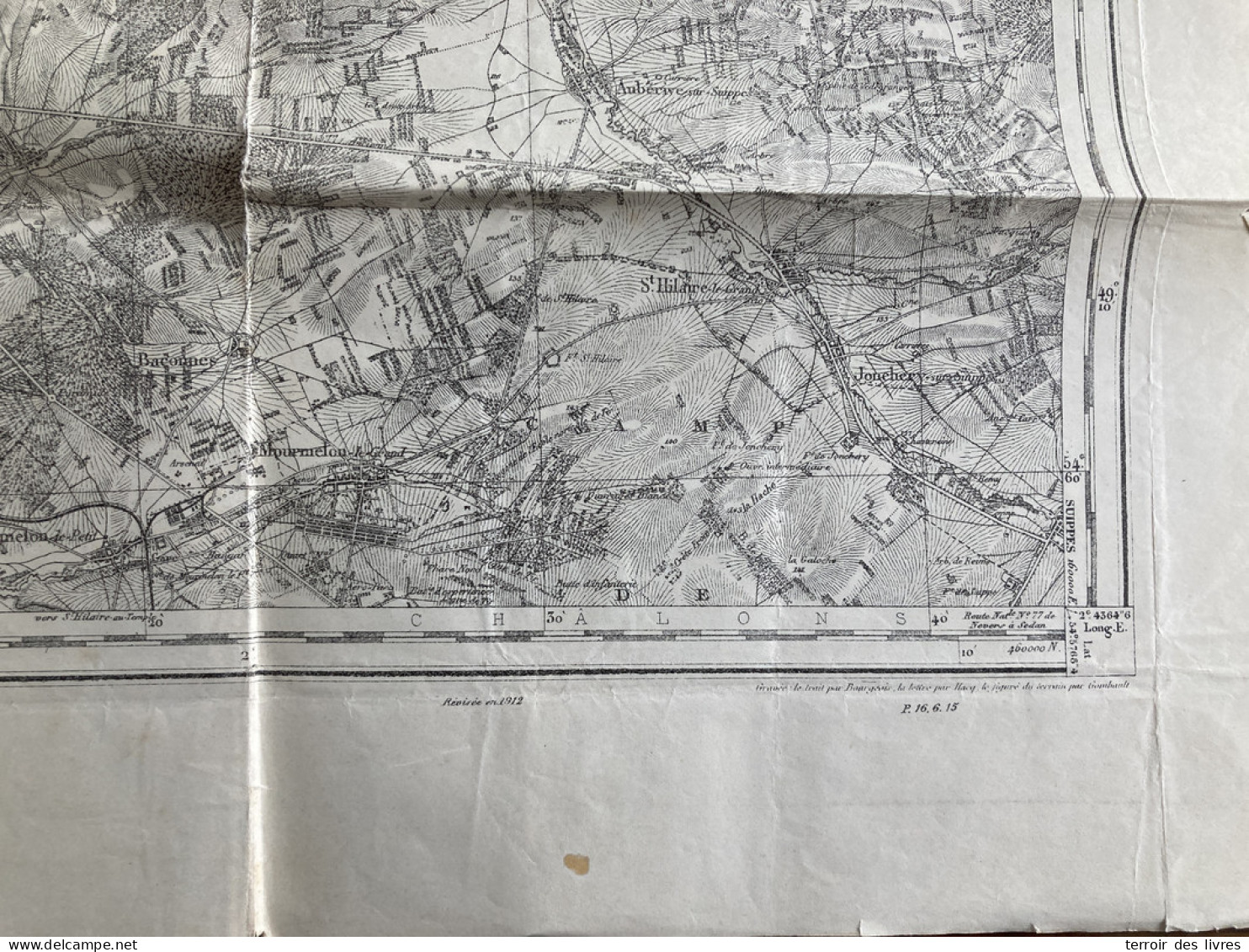 Carte état Major REIMS 34 1913 60x86cm WITRY LES REIMS BERRU CAUREL CERNAY-LES-REIMS BETHENY NOGENT-L'ABBESSE LAVANNES P - Carte Geographique