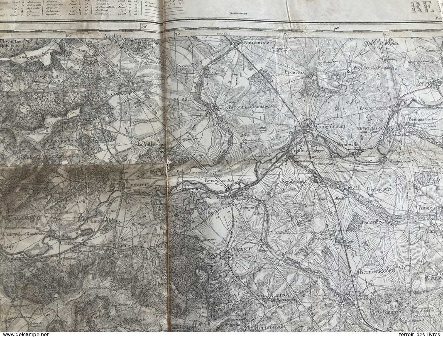 Carte état Major REIMS 34 1913 60x86cm WITRY LES REIMS BERRU CAUREL CERNAY-LES-REIMS BETHENY NOGENT-L'ABBESSE LAVANNES P - Carte Geographique