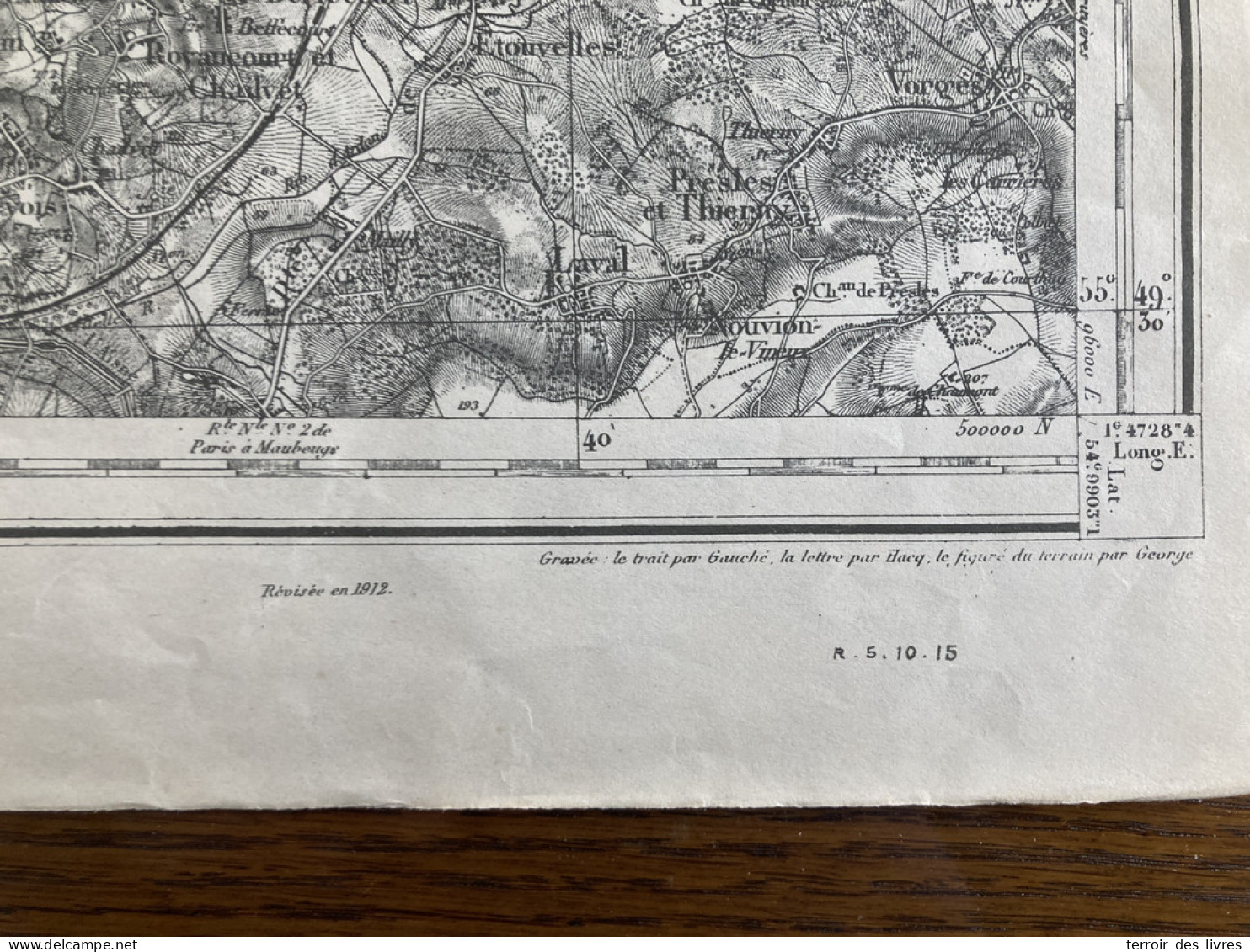 Carte état Major LAON 22 1837 1913 60x86cm FRIÈRES-FAILLOUËL MENNESSIS VOUEL LIEZ JUSSY VILLEQUIER-AUMONT QUESSY TERGNIE - Carte Geographique