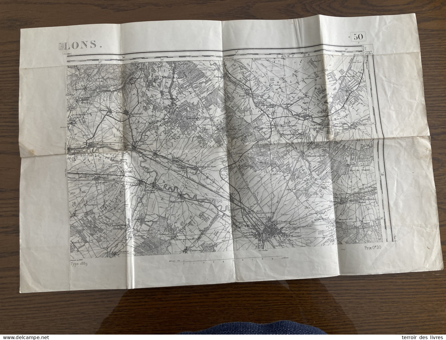 Carte état Major CHALONS 50 TYPE 1889 1896 54x34cm LA VEUVE DAMPIERRE-AU-TEMPLE VADENAY CUPERLY ST-ETIENNE-AU-TEMPLE BOU - Carte Geographique