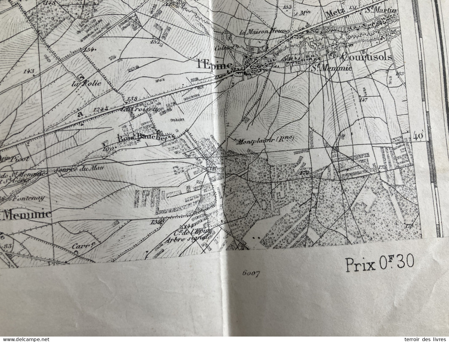 Carte état Major CHALONS 50 TYPE 1889 1896 54x34cm LA VEUVE DAMPIERRE-AU-TEMPLE VADENAY CUPERLY ST-ETIENNE-AU-TEMPLE BOU - Carte Geographique