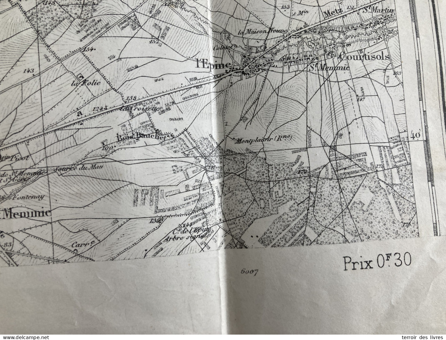 Carte état Major CHALONS 50 TYPE 1889 1896 54x34cm LA VEUVE DAMPIERRE-AU-TEMPLE VADENAY CUPERLY ST-ETIENNE-AU-TEMPLE BOU - Geographical Maps