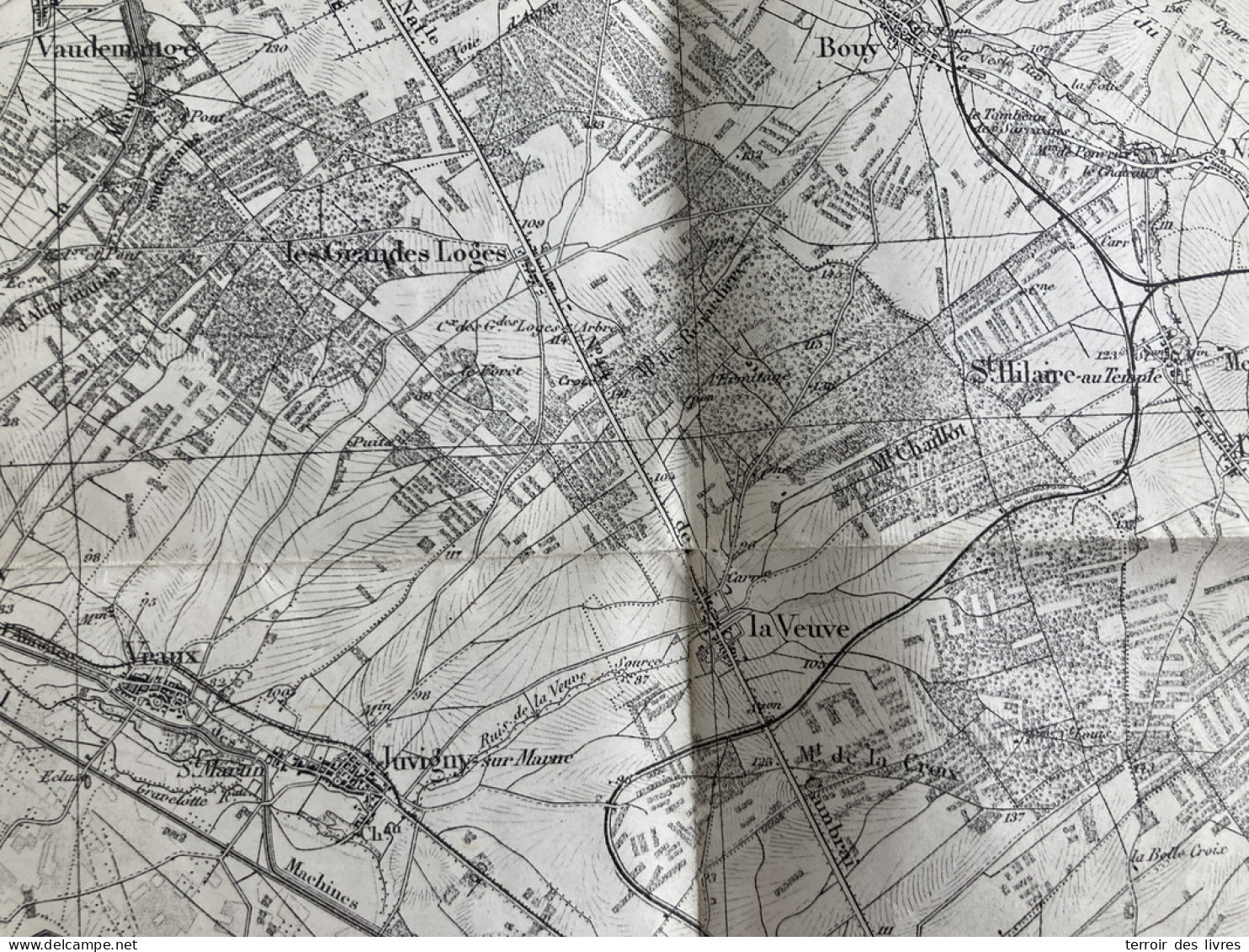 Carte état Major CHALONS 50 TYPE 1889 1896 54x34cm LA VEUVE DAMPIERRE-AU-TEMPLE VADENAY CUPERLY ST-ETIENNE-AU-TEMPLE BOU - Carte Geographique