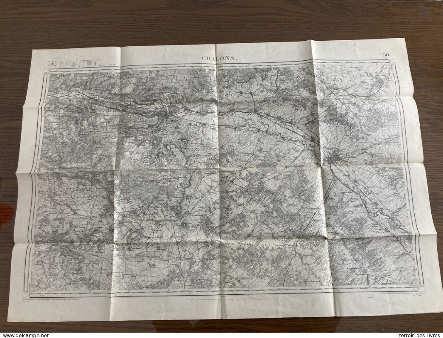 Carte état Major CHALONS 50 1834 1911 60x86cm SAINT MARD LES ROUFFY ROUFFY VOUZY POCANCY CHAINTRIX-BIERGES VILLENEUVE-RE - Carte Geographique
