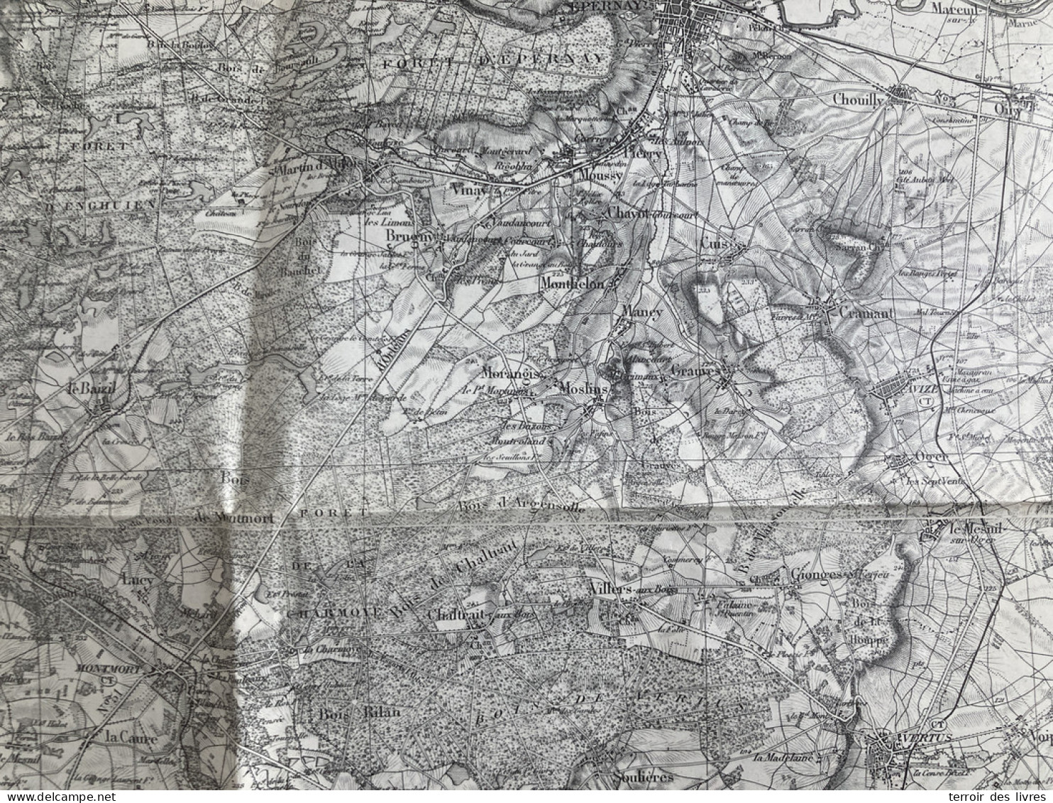 Carte état Major CHALONS 50 1834 1911 60x86cm SAINT MARD LES ROUFFY ROUFFY VOUZY POCANCY CHAINTRIX-BIERGES VILLENEUVE-RE - Carte Geographique