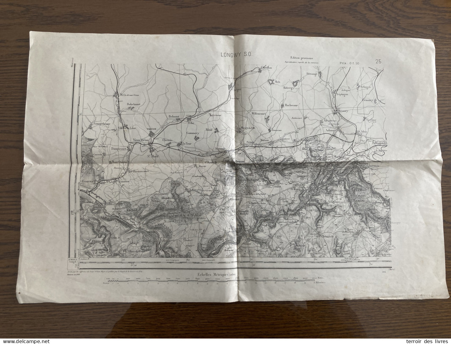 Carte état Major LONGWY S.O. 1834 1912 54x34cm VILLE HOUDLEMONT ST-PANCRE GORCY TELLANCOURT VAUX-WARNIMONT VILLERS-LA-CH - Carte Geographique