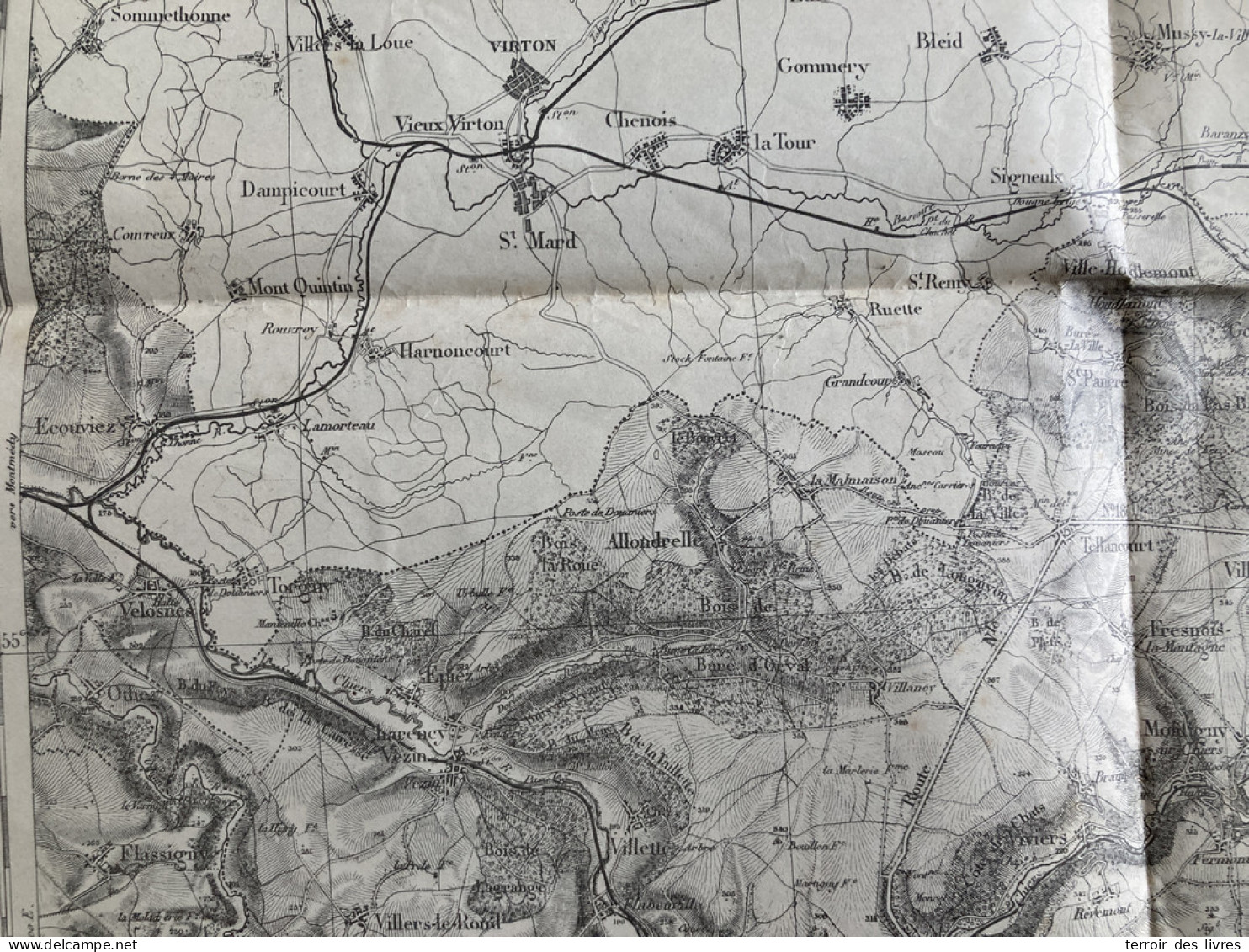 Carte état Major LONGWY S.O. 1834 1912 54x34cm VILLE HOUDLEMONT ST-PANCRE GORCY TELLANCOURT VAUX-WARNIMONT VILLERS-LA-CH - Carte Geographique