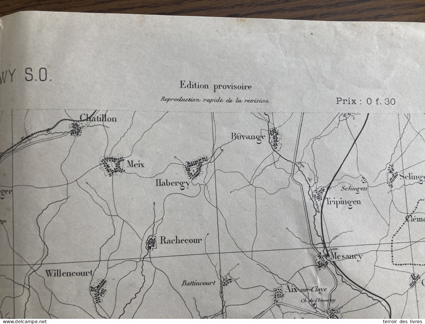 carte état major LONGWY S.O. 1834 1912 54x34cm VILLE HOUDLEMONT ST-PANCRE GORCY TELLANCOURT VAUX-WARNIMONT VILLERS-LA-CH