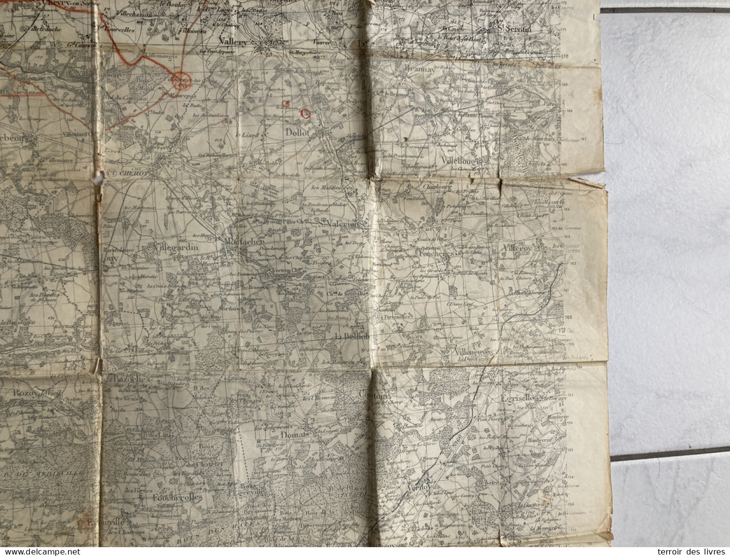 Carte état Major SENS 1841 Tirage 1940 72x84cm CHEVRY EN SEREINE VAUX-SUR-LUNAIN VOULX ST-ANGE-LE-VIEL LORREZ-LE-BOCAGE- - Carte Geographique
