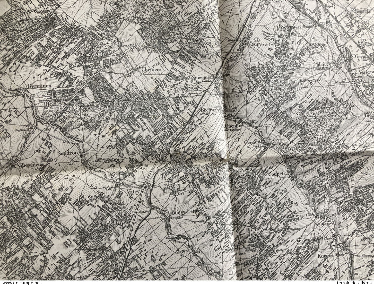 Carte état Major CHALONS 50 1834 1912 60x86cm SAINT MARD LES ROUFFY ROUFFY VOUZY POCANCY CHAINTRIX-BIERGES VILLENEUVE-RE - Carte Geographique