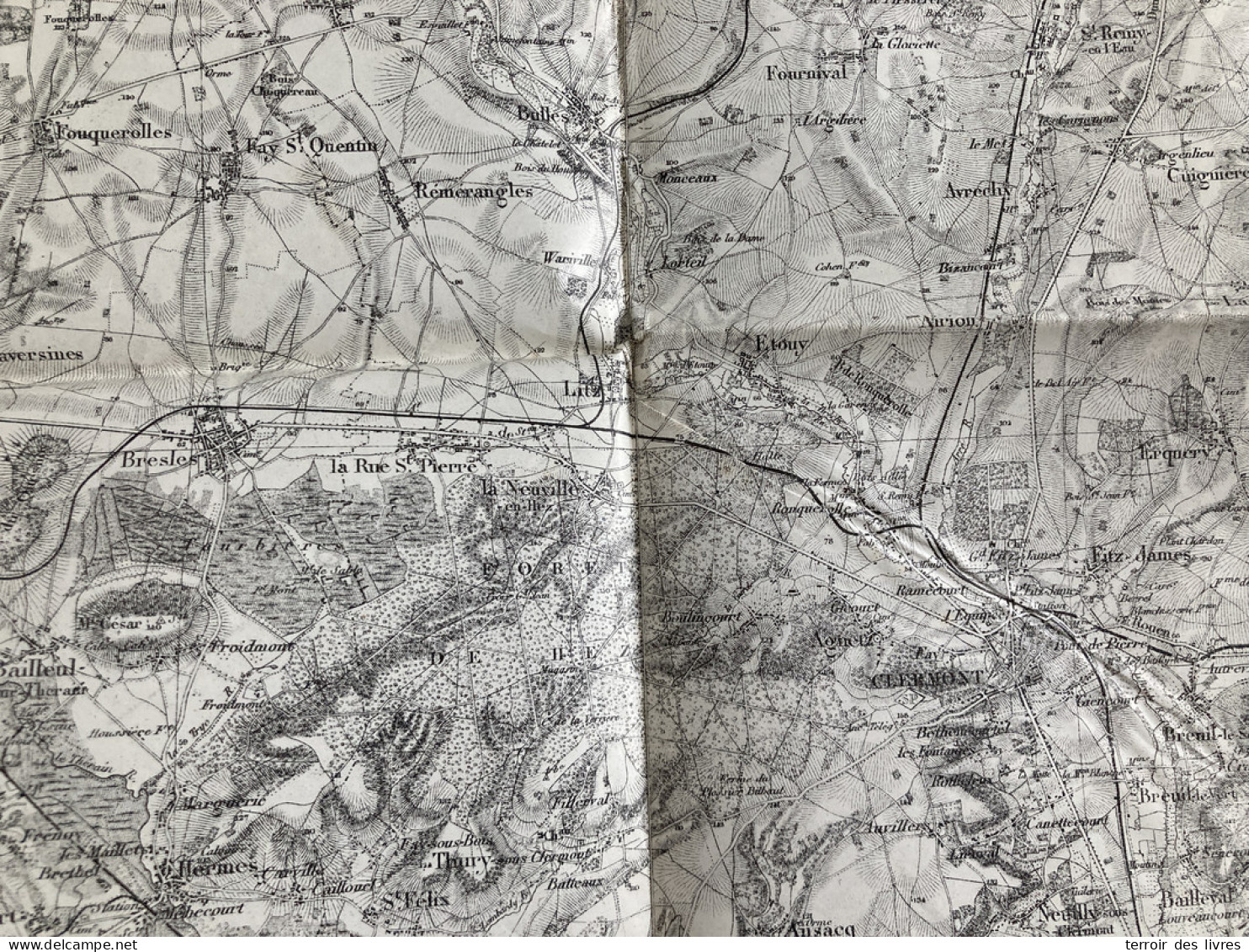 Carte état Major BEAUVAIS 32 1832 1903 60x86cm BURY MOUY ANGY BALAGNY-SUR-THERAIN ANSACQ ROUSSELOY CAMBRONNE-LES-CLERMON - Carte Geographique