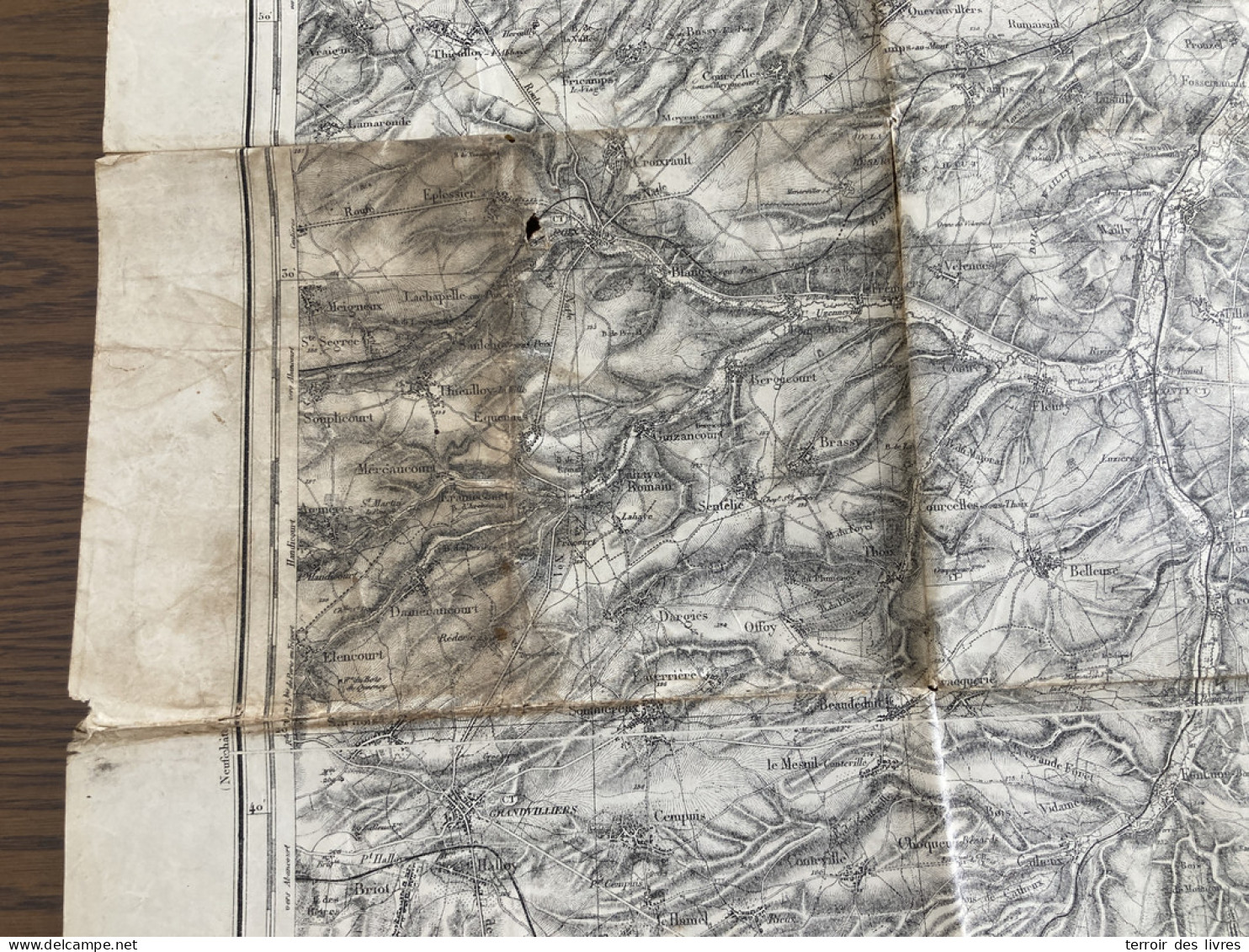 Carte état Major MONTDIDIER 21 1837 1902 60x86cm PAILLART ROUVROY-LES-MERLES FOLLEVILLE LA-FALOISE QUIRY-LE-SEC ESQUENNO - Carte Geographique