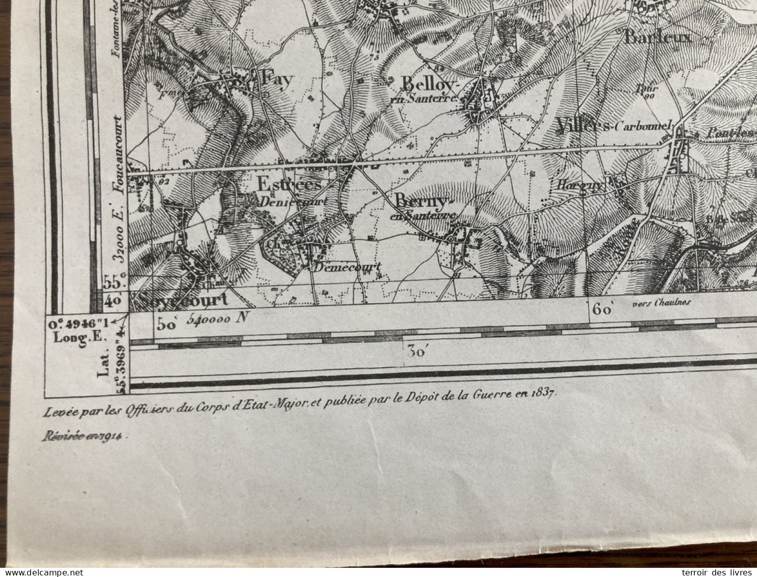 Carte état Major CAMBRAI 13 1837 1914 60x86cm VENDHUILE BONY LE-CATELET HONNECOURT-SUR-ESCAUT LEMPIRE GOUY AUBENCHEUL-AU - Carte Geographique
