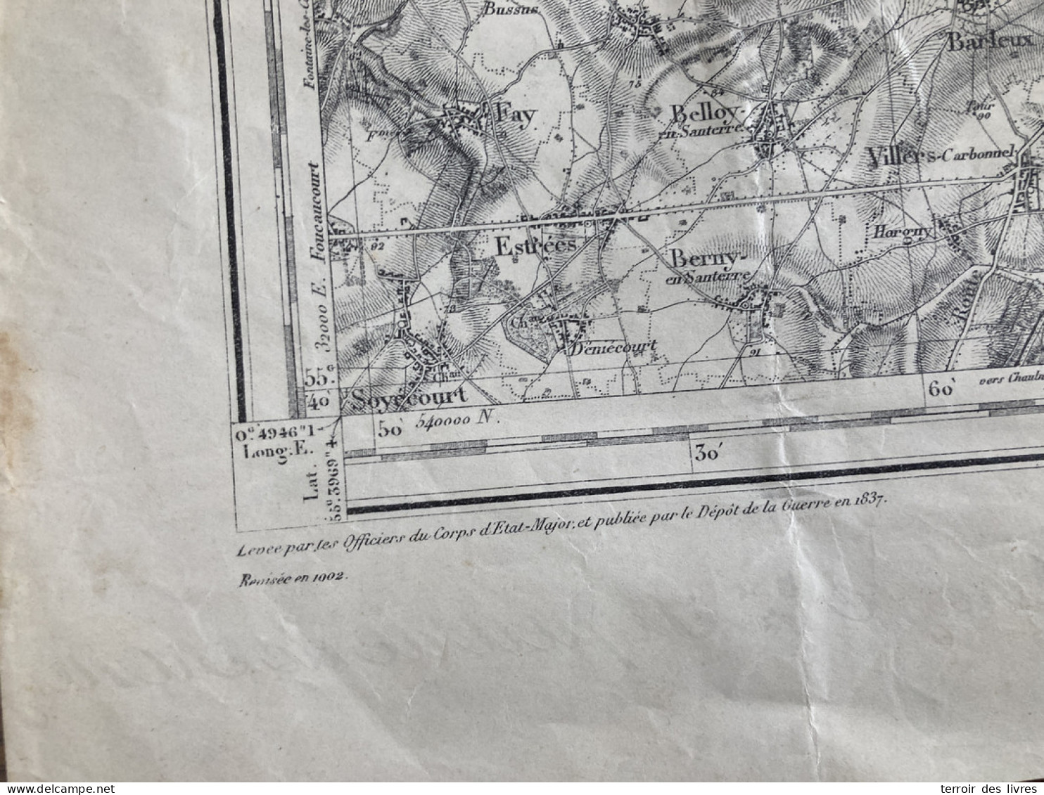 Carte état Major CAMBRAI 13 1837 1902 60x86cm VENDHUILE BONY LE-CATELET HONNECOURT-SUR-ESCAUT LEMPIRE GOUY AUBENCHEUL-AU - Carte Geographique