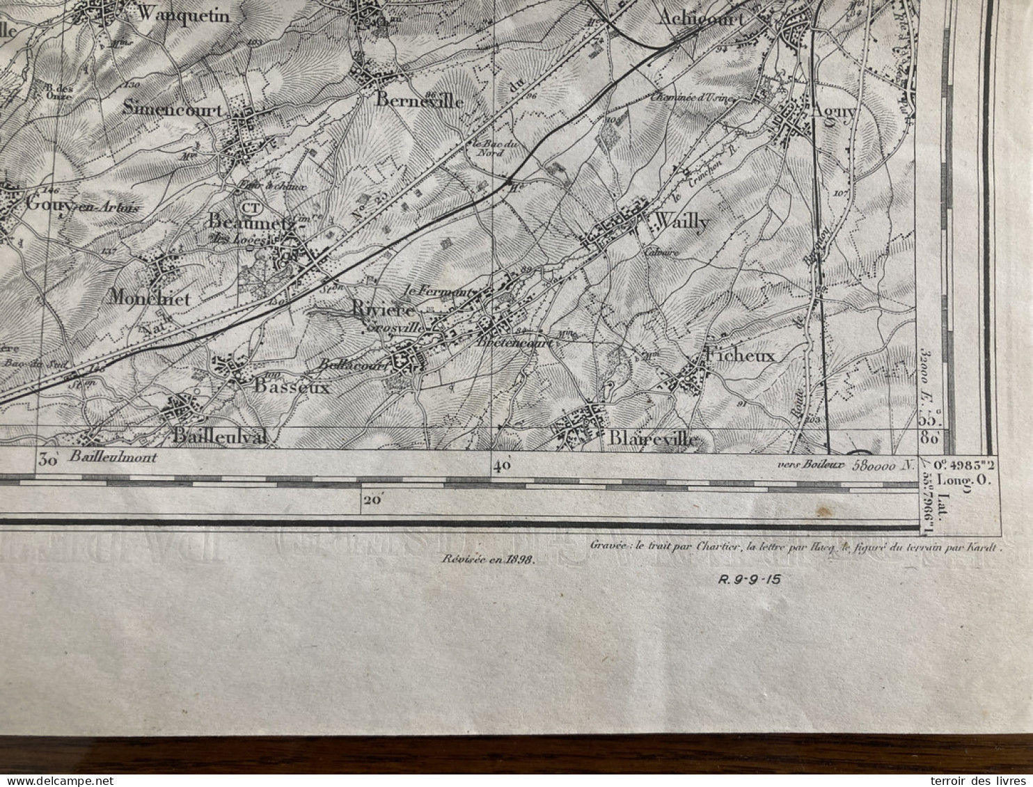Carte état Major ARRAS 7 1837 1898 60x86cm SAINT POL SUR TERNOISE GAUCHIN-VERLOINGT RAMECOURT ST-MICHEL-SUR-TERNOISE TRO - Carte Geographique