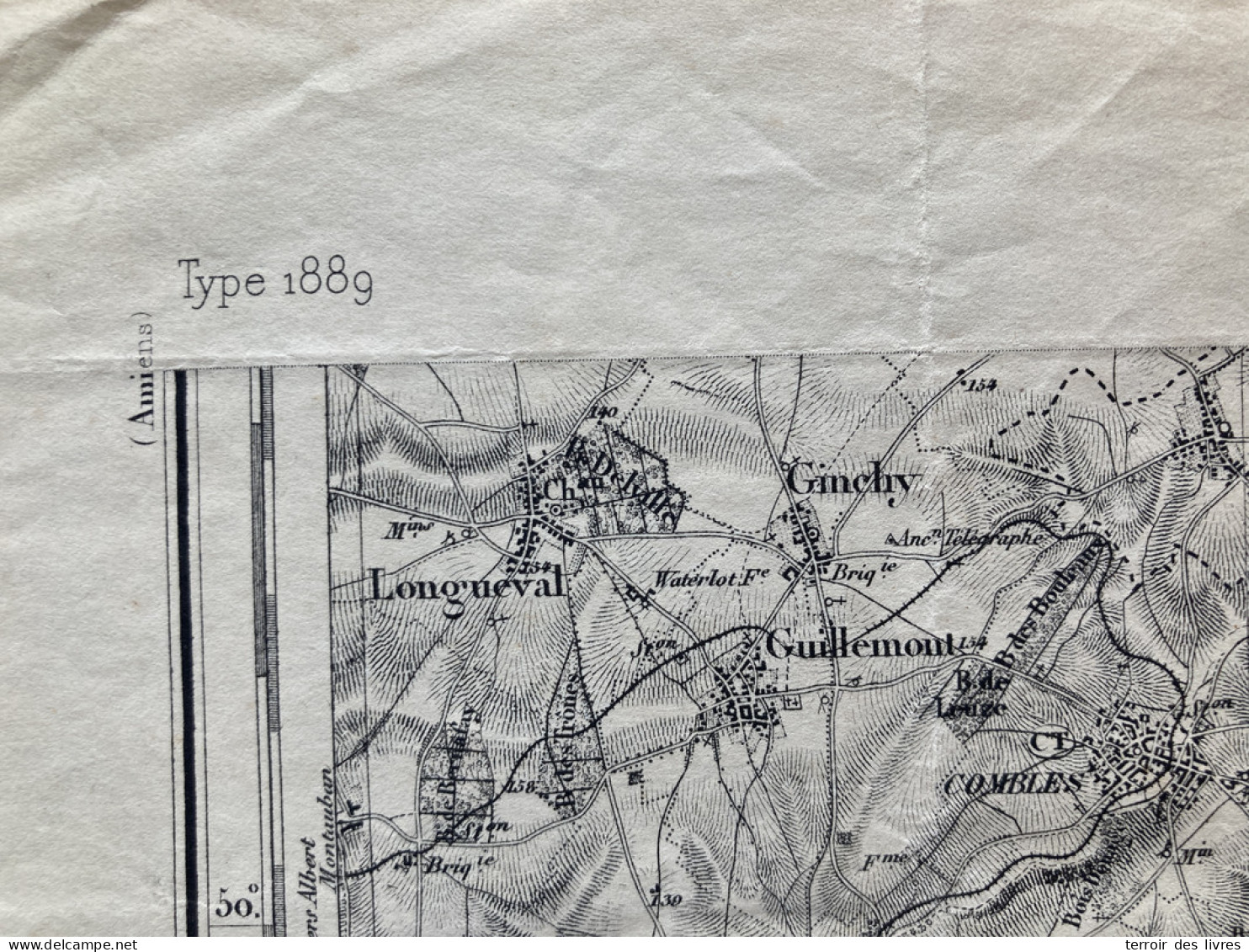 Carte D'état Major CAMBRAI S.O. 1889 1890 BUSSU Aizecourt-Le-Haut Allaines Doingt Driencourt Peronne Buire-Courcelles Te - Carte Geographique