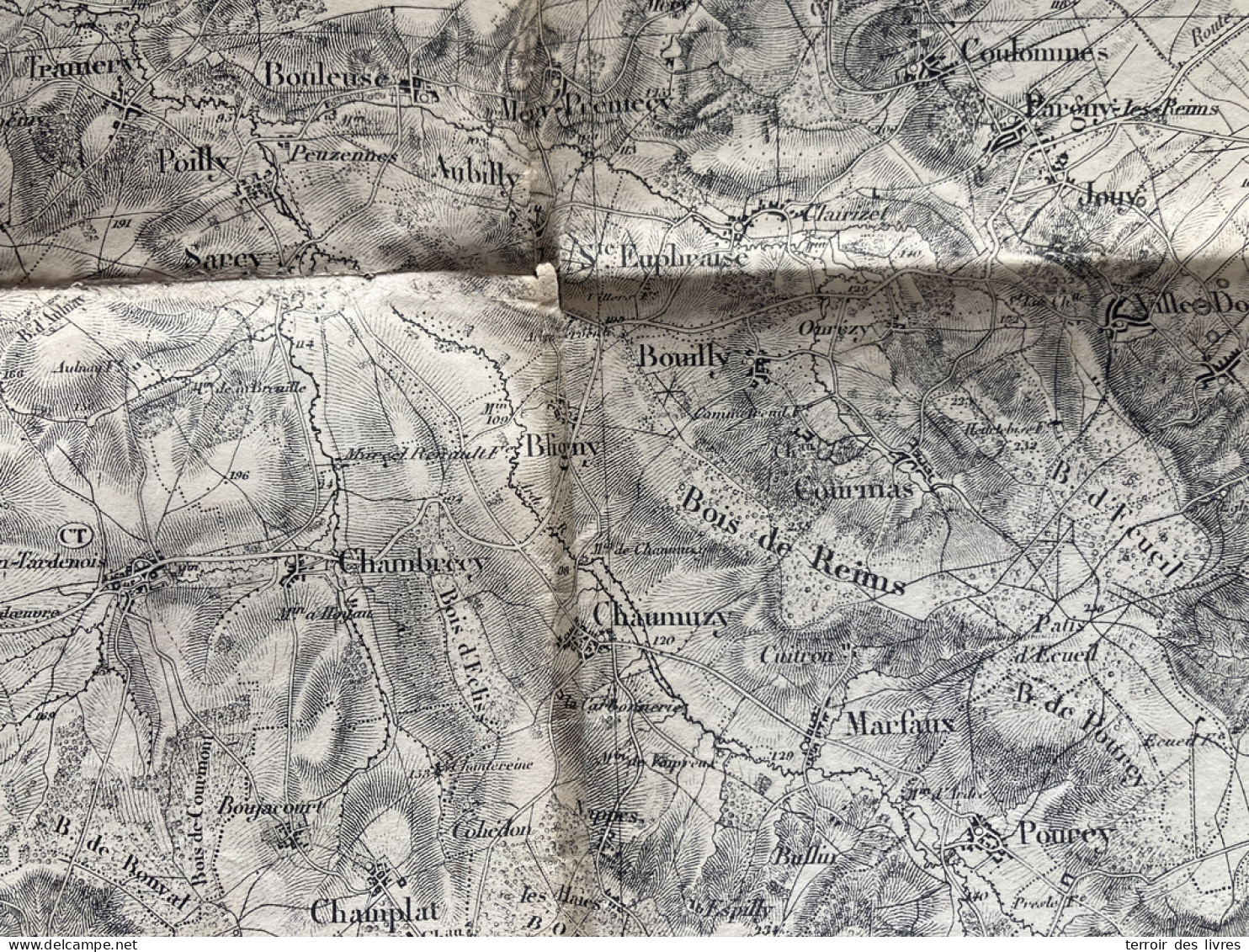 Carte D'état Major REIMS S.O. 1889 1896 SAINT EUPHRAISE ET CLAIRIZET Bouilly Coulommes-La-Montagne Aubilly Pargny-Les-Re - Carte Geographique