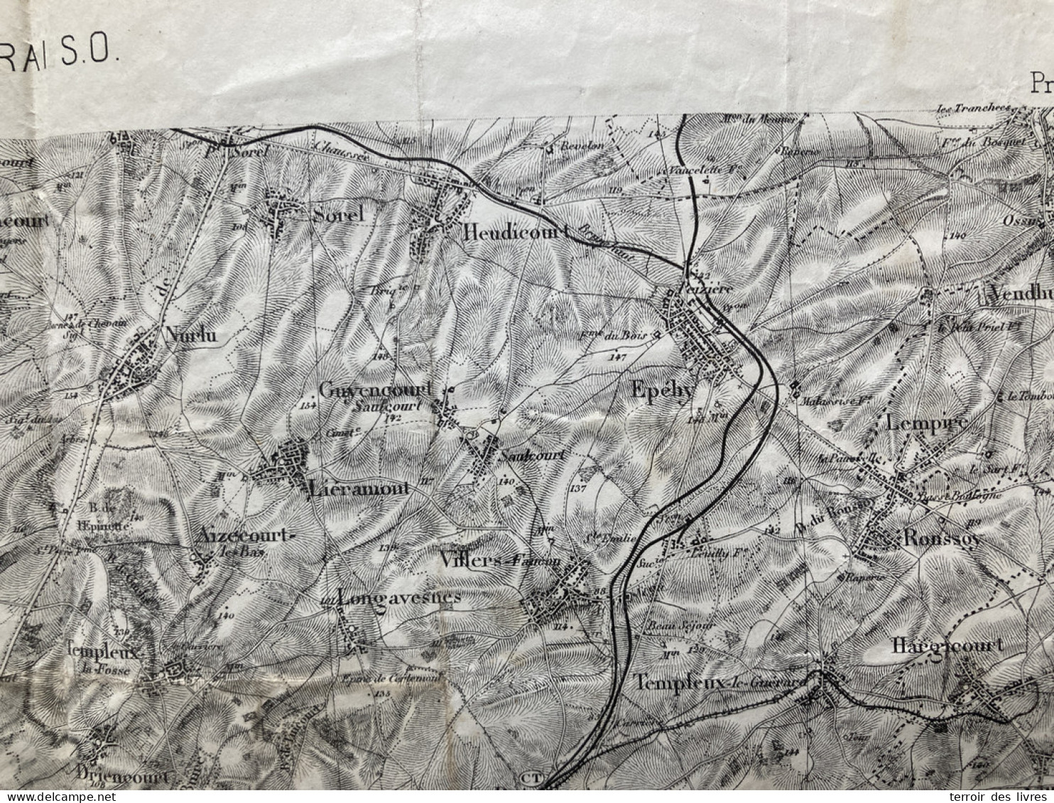 Carte D'état Major CAMBRAI S.O. 1889 1890 BUSSU Aizecourt-Le-Haut Allaines Doingt Driencourt Peronne Buire-Courcelles Te - Carte Geographique